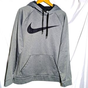 NIKE DRI-FIT Hoodie Sweatshirt Gray w/Black Swoosh, Atleisure, Athletic, Sz L‎